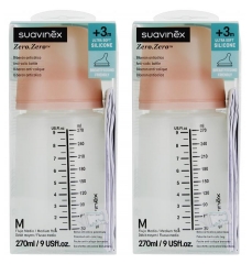 Suavinex Zero.Zero Medium Flow Anti-Colic Feeding Bottle 270 ml 3 Months and up x 2