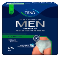 Tena Men Premium Fit Maxi Size L/XL 10 Absorbent Underwear