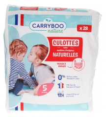 Carryboo Nature 28 Couches Culottes Peaux Sensibles Anti-Fuite Taille 5 (12-18 kg)