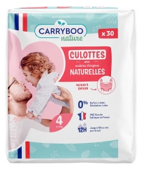 Carryboo Nature 30 Couches Culottes Peaux Sensibles Anti-Fuite Taille 4 (8-15 kg)