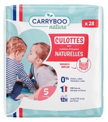 Carryboo Nature 28 Couches Culottes Peaux Sensibles Anti-Fuite Taille 5 (12-18 kg)