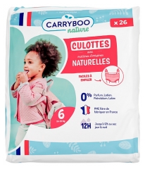 Carryboo Nature 26 Couches Culottes Peaux Sensibles Anti-Fuite Taille 6 (16-30 kg)