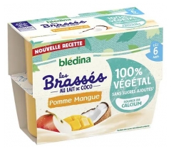 Bl&eacute;dina Les Brass&eacute;s z kokosovim mlekom, jabolkom in mangom od 6 mesecev, 4 lončki