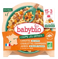 Babybio Carottes Coquillettes Champignon Jambon de 15 Mois &agrave; 3 Ans Bio 200 g