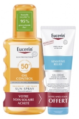 Eucerin Sun Protection Oil Control Sun Spray Transparent SPF50+ 200ml + Sensitive Relief After-Sun Cream-Gel 50ml Free