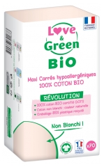 Love &amp; Green Maxi Hypoallergeeniset Neli&ouml;t 100% Luomupuuvilla 70 Vanulappua