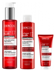 Vichy Dercos Plaukų priežiūros rutina Collagen Filler 17 Prie&scaron; lūžinėjimą