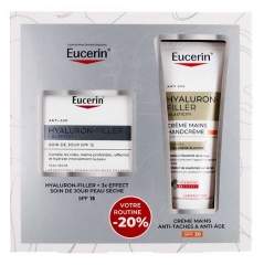 Eucerin Hyaluron-Filler + 3x Effect Tagespflege LSF15 Trockene Haut 50 ml + Elasticity Anti-Pigmentflecken & Anti-Age Handcreme LSF30 75 ml
