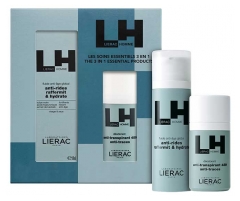 Lierac Homme Pretnoveco&scaron;anās globālais flouīds 50 ml + 48H Pretsviedru Dezodorants Bez Traipiem 50 ml Dāvanā