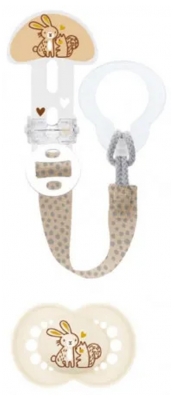 MAM Original Nature Pacifier 18 Months and Up With Pacifier Clip - Colour: Beige