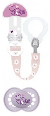 MAM Original Nature Pacifier 6 Months and Up With Pacifier Clip - Colour: Mauve