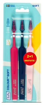 TePe Cepillo de Dientes Suave de Color Set de 2 + 1 Gratis