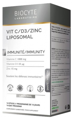 Biocyte Vitamine C/D3/Zinc Liposomal 14 Sticks