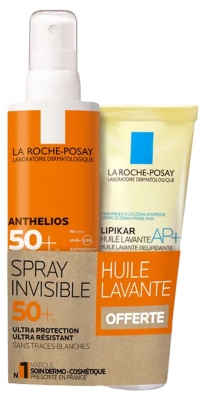 La Roche-Posay Anthelios Spray Invisible SPF50+ 200 ml + Lipikar Huile Lavante AP+ 100 ml Offerte