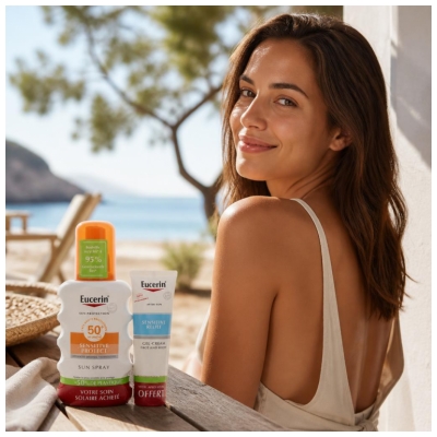 Eucerin Protezione Solare Sensitive Protect Sun Spray SPF50+ 200 ml + Crema-Gel Doposole Sollievo 50 ml in Omaggio