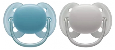Avent Ultra Soft 2 Silicone Orthodontic Soothers 6-18 Months - Colour: Green Blue/Grey