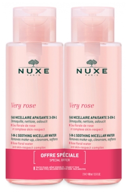 Nuxe Very rose Eau Micellaire Apaisante 3en1 Lot de 2 x 400 ml