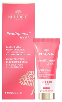Nuxe Prodigieuse Boost La Crème Éclat Multi-Correction 40 ml + Le Baume-Huile Récupérateur Nuit 15 ml Offert