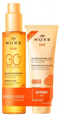 Nuxe Słońce Huile Solaire Bronzante Visage et Corps SPF30 150 ml + Lait Fraîcheur Après-Soleil Visage et Corps 100 ml Oferta