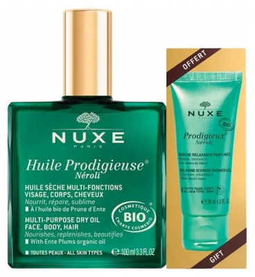 Nuxe Prodigieux Huile Prodigieuse Néroli Organic 100ml + Relaxing Scented Shower Gel Organic 30ml Free
