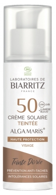 Laboratoires de Biarritz Alga Maris Crema Solare Biologica Colorata per il Viso SPF50 50 ml - Tinta: Oro