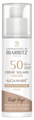 Laboratoires de Biarritz Alga Maris Crema Solare Biologica Colorata per il Viso SPF50 50 ml - Tinta: Beige