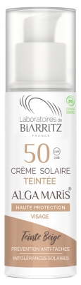 Laboratoires de Biarritz Alga Maris Crema Solare Biologica Colorata per il Viso SPF50 50 ml