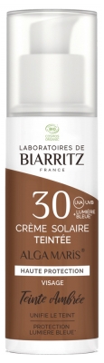 Laboratoires de Biarritz Organiczny Przyciemniany Krem do Opalania Twarzy SPF30 50 ml - Barwa: Bursztyn