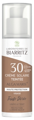 Laboratoires de Biarritz Alga Maris Crème Solaire Teintée Visage SPF30 Bio 50 ml - Teinte : Dorée