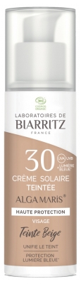 Laboratoires de Biarritz Organiczny Przyciemniany Krem do Opalania Twarzy SPF30 50 ml - Barwa: Beźowy