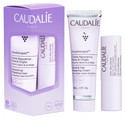 Caudalie Vinotherapist Duo Atstatomasis rankų ir nagų kremas 30 ml + Lūpų priežiūra 4,5 g