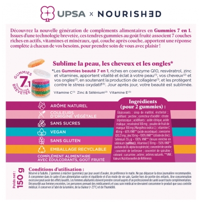 UPSA x Nourished Gummies 7en1 Beauté 30 Gummies