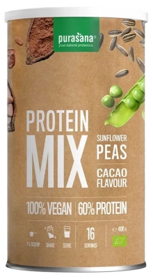 Purasana Mix de Protéines Végétales Bio 400 g - Arôme : Cacao