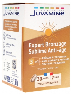 Juvamine Expert Bronzage Sublime Anti-Âge 3en1 60 Gélules