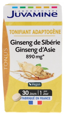 Juvamine Ginseng de Sibérie Ginseng d'Asie 30 Comprimés
