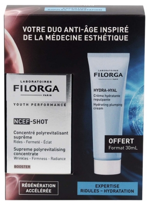 Filorga NCEF - SHOT Supreme Polyrevitalising Concentrate 15ml + HYDRA-HYAL Hydrating Plumping Cream 30ml Offered