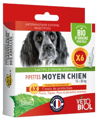 Vétobiol Pipette Srednji Pes 15 do 30 kg Bio 6 Pipet