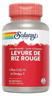 Solaray Levedura de Arroz Vermelho Mais CoQ-10 e Ómega 3 60 Cápsulas