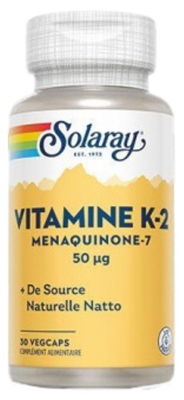 Solaray Vitamīns K-2 Menaquinons-7 50 µg 30 Augu Kapsulas