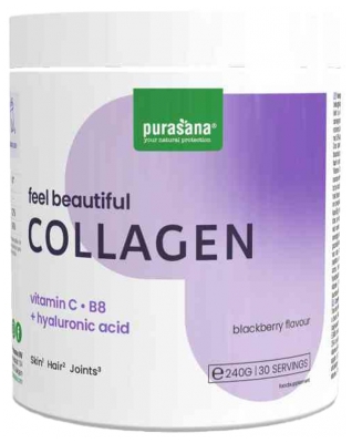 Purasana Feel Beautiful Collagen Powder Sapore di Mora 240 g