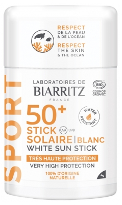 Laboratoires de Biarritz Sport Stick Solaire Coloré SPF50+ Bio 12 g - Teinte : Blanc
