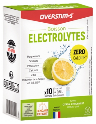 Overstims Bebida Electrolitos Limón - Lima 10 Sobres