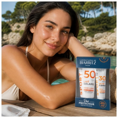 Laboratoires de Biarritz Sport Apsaugos nuo saulės pienelis SPF50 Veidui ir Kūnui Bio 50 ml + Lūpų balzamas SPF30 Bio 15 ml