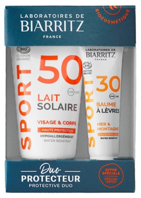 Laboratoires de Biarritz Sport Sun Milk SPF50 Face and Body Organic 50ml + Lip Balm SPF30 Organic 15ml