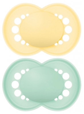 MAM 2 Soothers Original Tendance 6 Months and + - Colour: Yellow and Turquoise