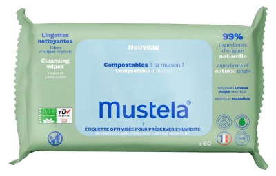 Mustela Compostable Cleaning Wipes With Fragrance 60 Wipes