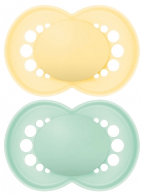 MAM 2 Soothers Original Tendance 18 Months and + - Colour: Yellow and Turquoise