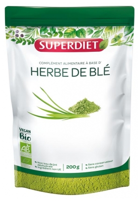 Superdiet Herbe de Blé Bio 200 g (à consommer de préférence avant fin 03/2020)