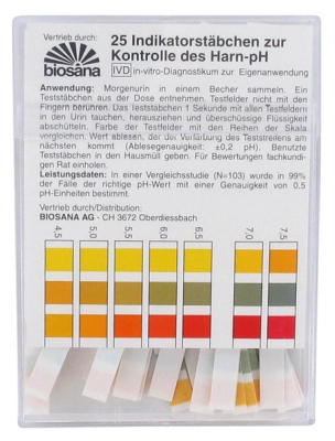 Biosana Languettes de Contrôle du pH Urinaire 25 Languettes