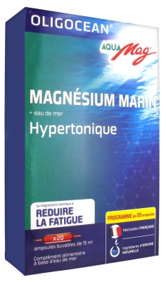 Oligocean Aqua Mag Magnésium Marin + Eau de Mer Hypertonique 20 Ampoules
